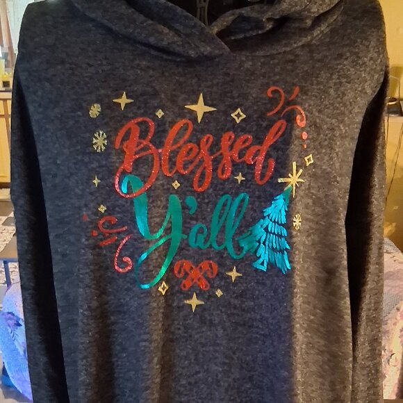 PRETTY GREY CHRISTMAS HOODIE - Picture 1 of 3